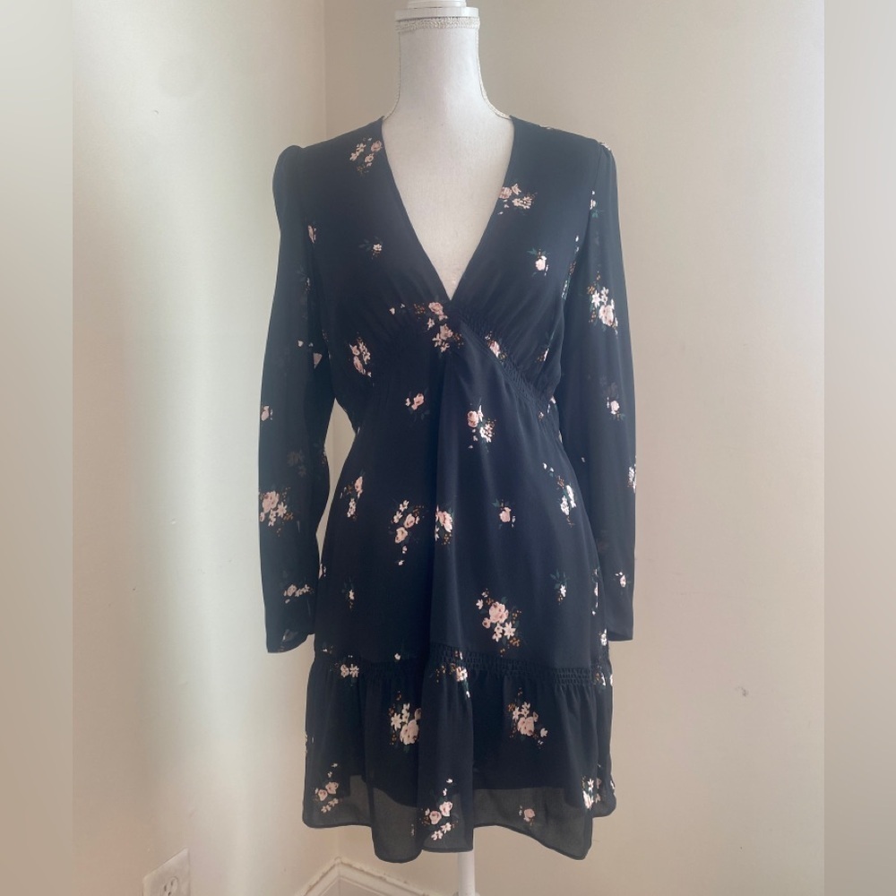 A.L.C Silk Floral Long Sleeve Mini Dress Size 6